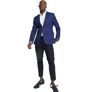 ASOS French Connection Linen Suit Jacket in Blue Men's Size 34
